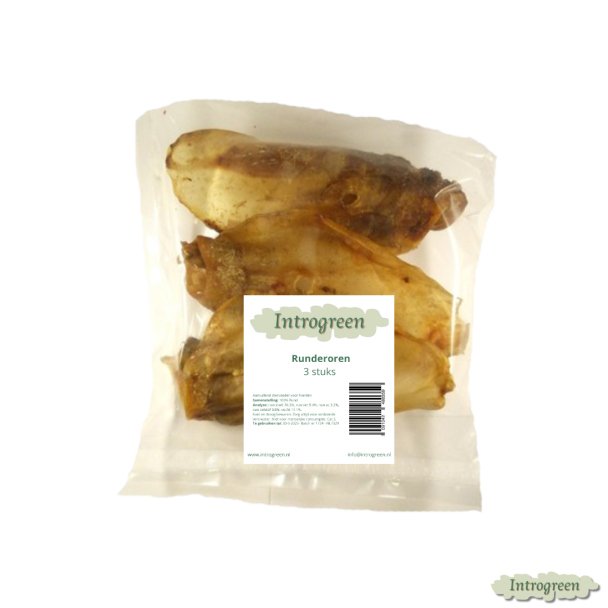 Runderoren in verpakking – natuurlijke hondensnack 3 stuks