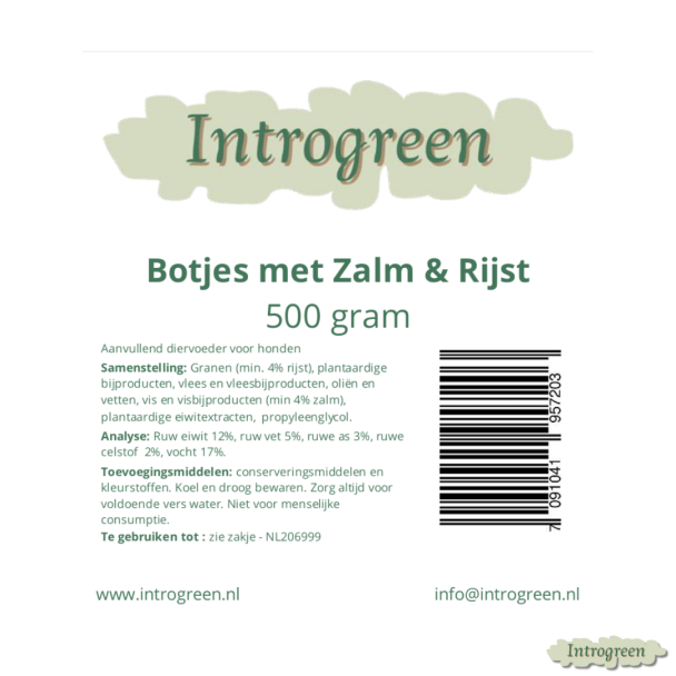 Ingrediënten Botjes met Zalm en Rijst voor honden
