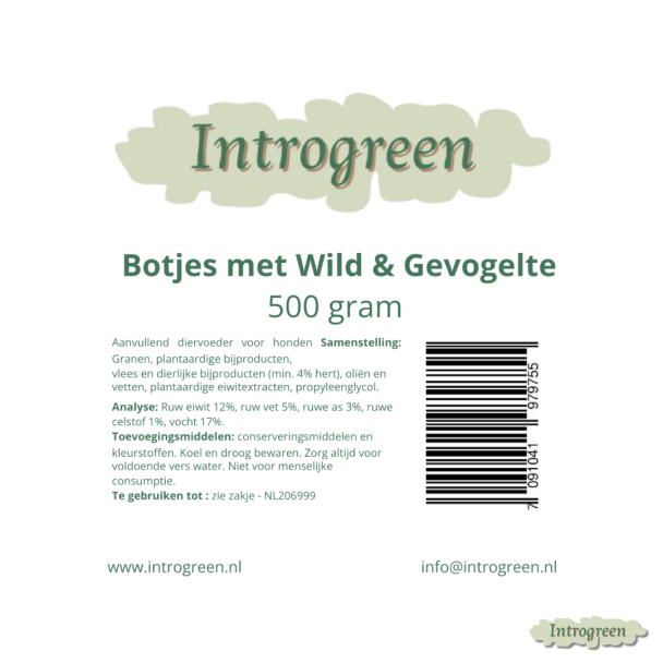 Ingrediënten Botjes met Wild en Gevogelte voor honden