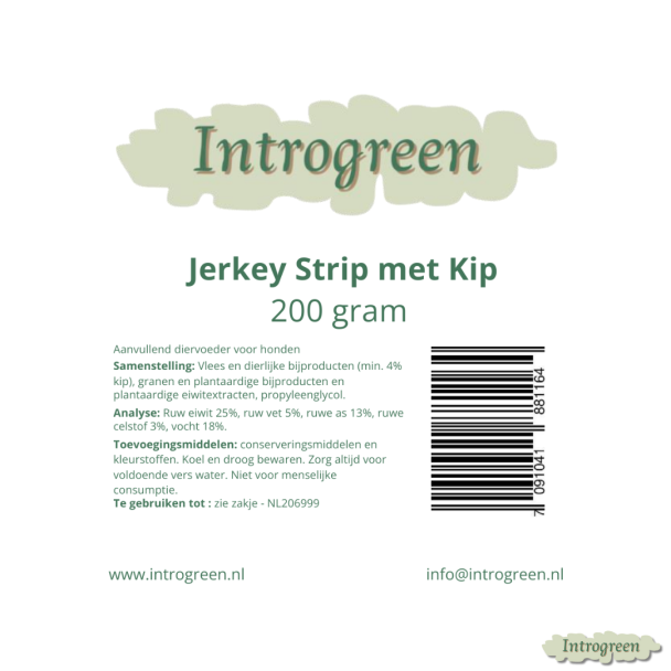Ingrediënten Jerkey Strip met Kip voor honden