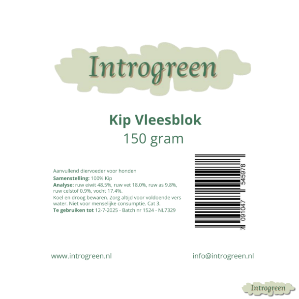 Ingrediënten Kip Vleesblok voor honden