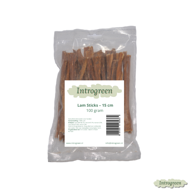 Lam Sticks in verpakking – natuurlijke hondensnack 100g