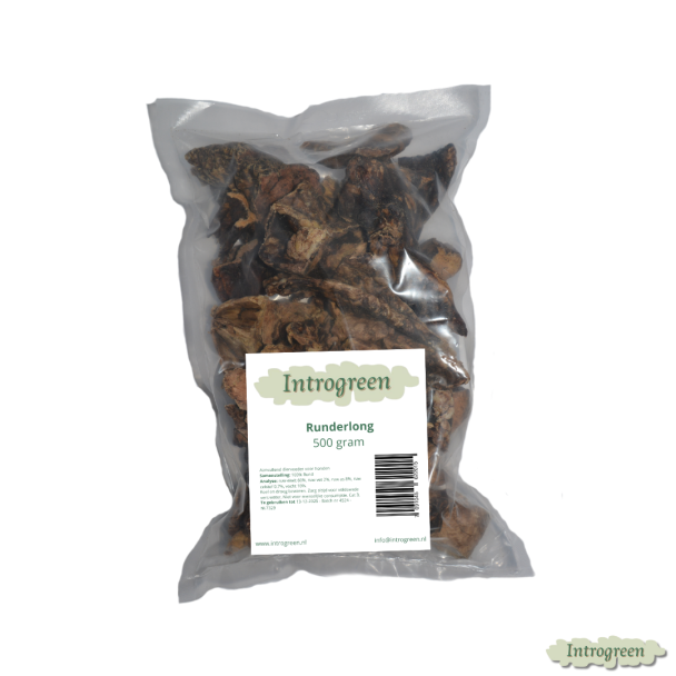 Runderlong in verpakking – natuurlijke hondensnack 500g