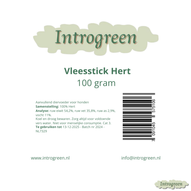 Eiwit- en vetrijke Vleesstick Hert voor actieve honden