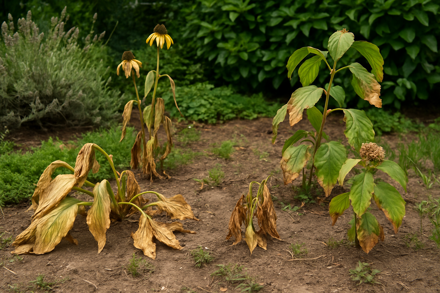 Schäden durch Trockenheit bei Gartenpflanzen beheben