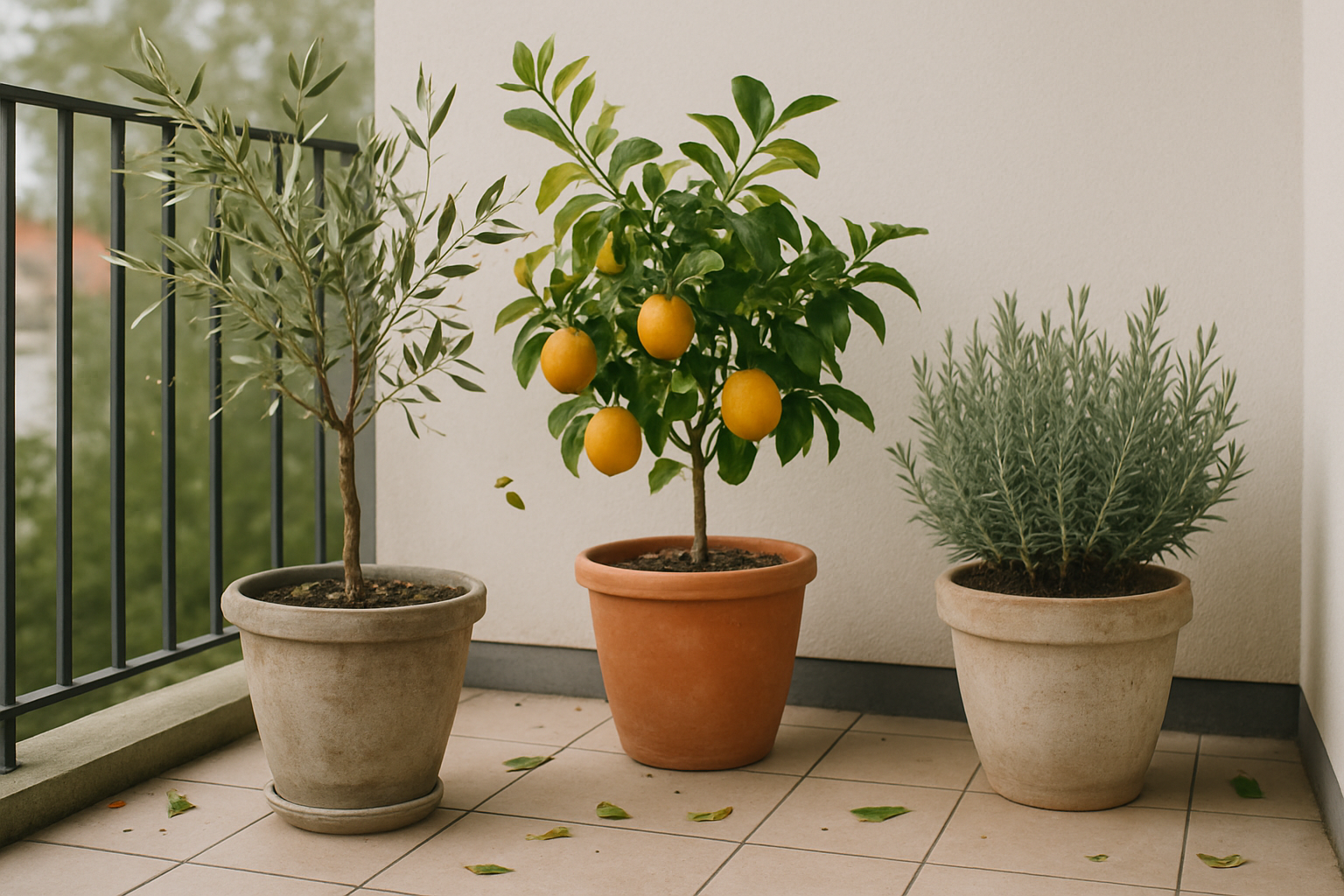 Beispiele: Gartenpflanzen im Topf mit Stress nach dem Umstellen
