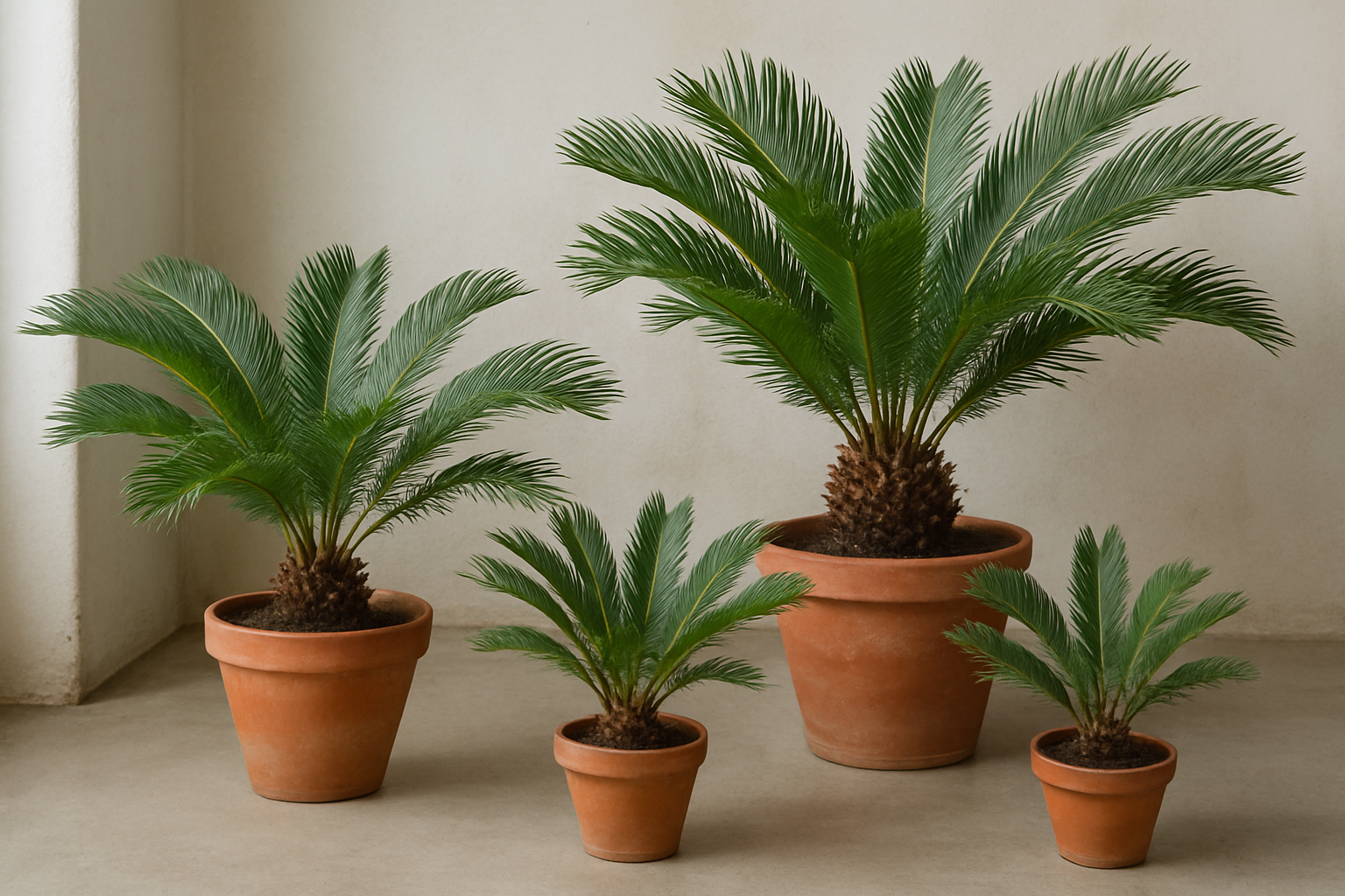 Sago palm Arten: Cycas revoluta und andere Cycads
