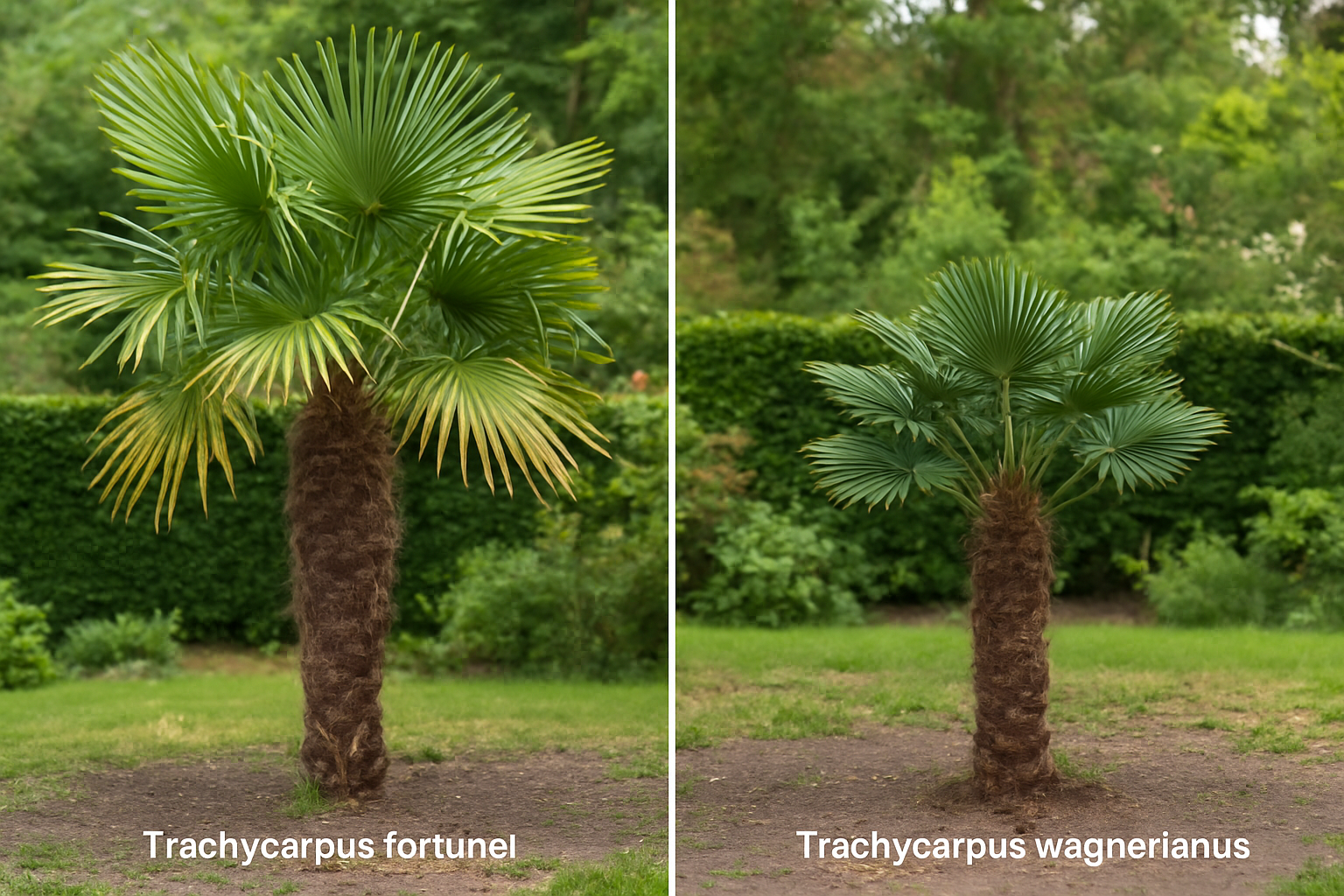 Windmühlenpalmen: Trachycarpus fortunei vs. wagnerianus